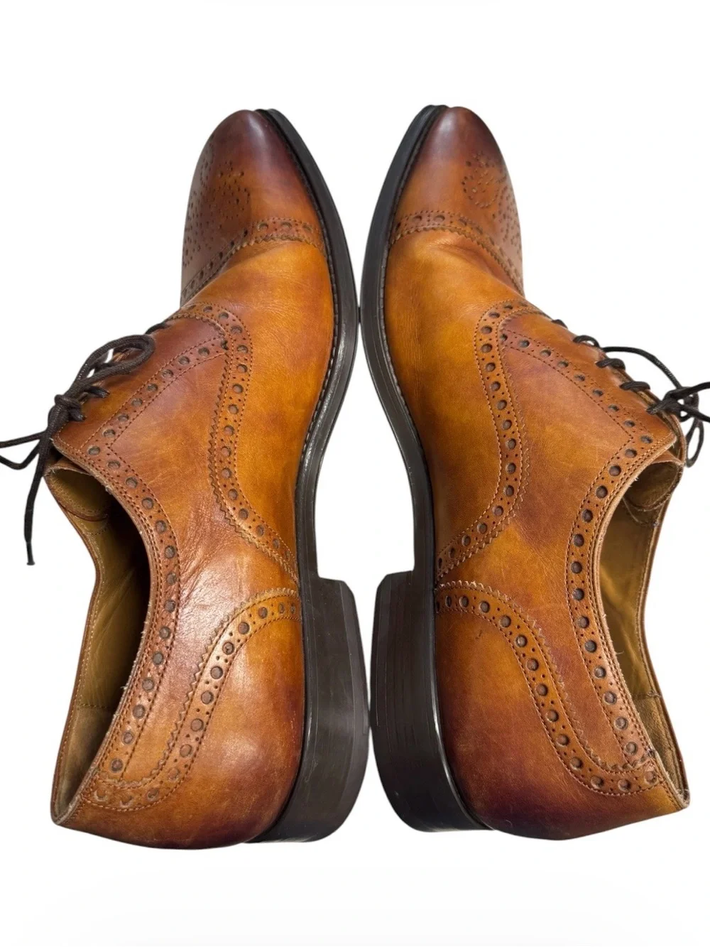 Maganni Cieza Classic Men's Brown Leather Brogue Oxford Shoes Size 10M